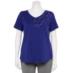 Plus Size Tek Gear® Essential Short Sleeve V-Neck Tee -Tek Gear store 3112953 Navy Stars