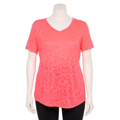 Plus Size Tek Gear® Essential Short Sleeve V-Neck Tee -Tek Gear store 3112953 Pink Burnout