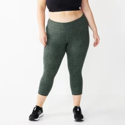 Plus Size Tek Gear® Essential High-Waisted Capri Leggings 13 Plus Size Tek Gear® Essential High-Waisted Capri Leggings -Tek Gear store 4215123 Olive Cheetah
