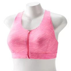 Plus Size Tek Gear® Zip-Front Medium Impact Sports Bra -Tek Gear store 4787908 Pink Print