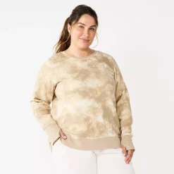 Plus Size Tek Gear® Ultrasoft Fleece Crewneck Sweatshirt -Tek Gear store 5000133 Beige Dye Effect