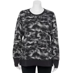 Plus Size Tek Gear® Ultrasoft Fleece Crewneck Sweatshirt -Tek Gear store 5000133 Gray Camo