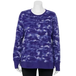 Plus Size Tek Gear® Ultrasoft Fleece Crewneck Sweatshirt -Tek Gear store 5000133 Navy Camo