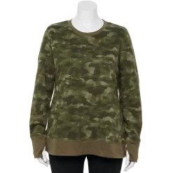 Plus Size Tek Gear® Ultrasoft Fleece Crewneck Sweatshirt -Tek Gear store 5000133 Olive Camo