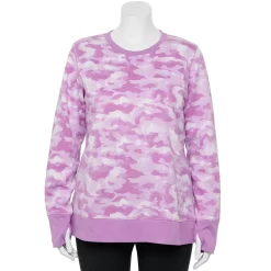Plus Size Tek Gear® Ultrasoft Fleece Crewneck Sweatshirt -Tek Gear store 5000133 Purple Camo