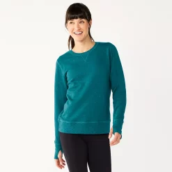 Petite Tek Gear® Ultrasoft Fleece Crewneck Sweatshirt -Tek Gear store 5146364 Night Life Teal