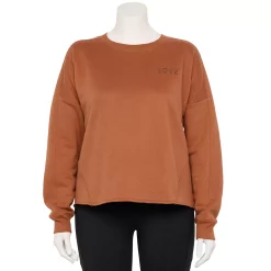 Plus Size Tek Gear® Easy Ultrasoft Fleece Crewneck Sweatshirt -Tek Gear store 5540652 Cinnamon Coffee