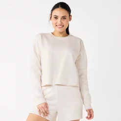 Women's Tek Gear® Ultrasoft Fleece Easy Crop Sweatshirt -Tek Gear store 5543908 Natural Scallop