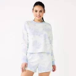 Women's Tek Gear® Ultrasoft Fleece Easy Crop Sweatshirt -Tek Gear store 5543908 Purple Dye Effect