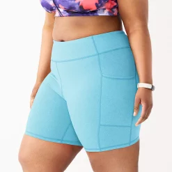 Plus Size Tek Gear® 7-in. Brushed High-Waisted Bike Shorts -Tek Gear store 5553994 Wildflower Blue