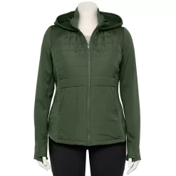 Plus Size Tek Gear® Hooded Mixed-Media Jacket -Tek Gear store 5567937 Esta Olive