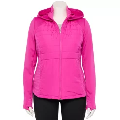 Plus Size Tek Gear® Hooded Mixed-Media Jacket -Tek Gear store 5567937 Fuchsia Cashmere