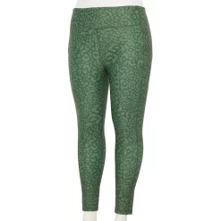 Plus Size Tek Gear® Core High-Waisted Side Pocket 7/8 Leggings -Tek Gear store 5568006 Green Leopard