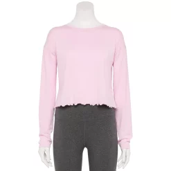 Women's Tek Gear® Lettuce-Edge Cross-Back Top -Tek Gear store 5653063 Adoring Lilac