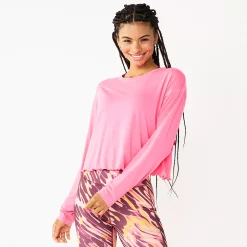 Women's Tek Gear® Lettuce-Edge Cross-Back Top -Tek Gear store 5653063 Pink Bloom