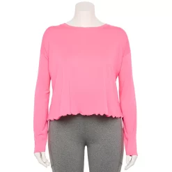 Plus Size Tek Gear® Lettuce-Edge Cross-Back Top -Tek Gear store 5655893 Pink Bloom