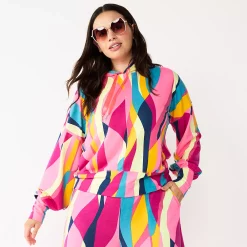 Women's Tek Gear® French-Terry Cropped Hoodie -Tek Gear store 5665099 Pink Abstract